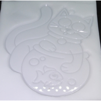 mal raamhanger poesje met vissenkom